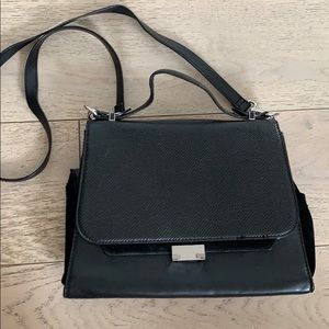Zara black bag with faux snakeskin & suede detail